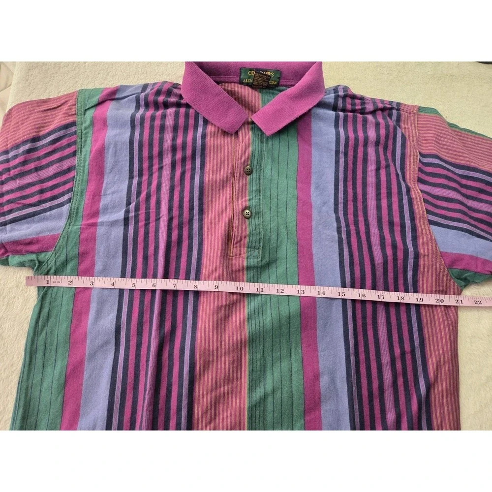 Vintage 90s Alexander Julian Polo Shirt Medium Bold Striped Granpa Core - Picture 4 of 5